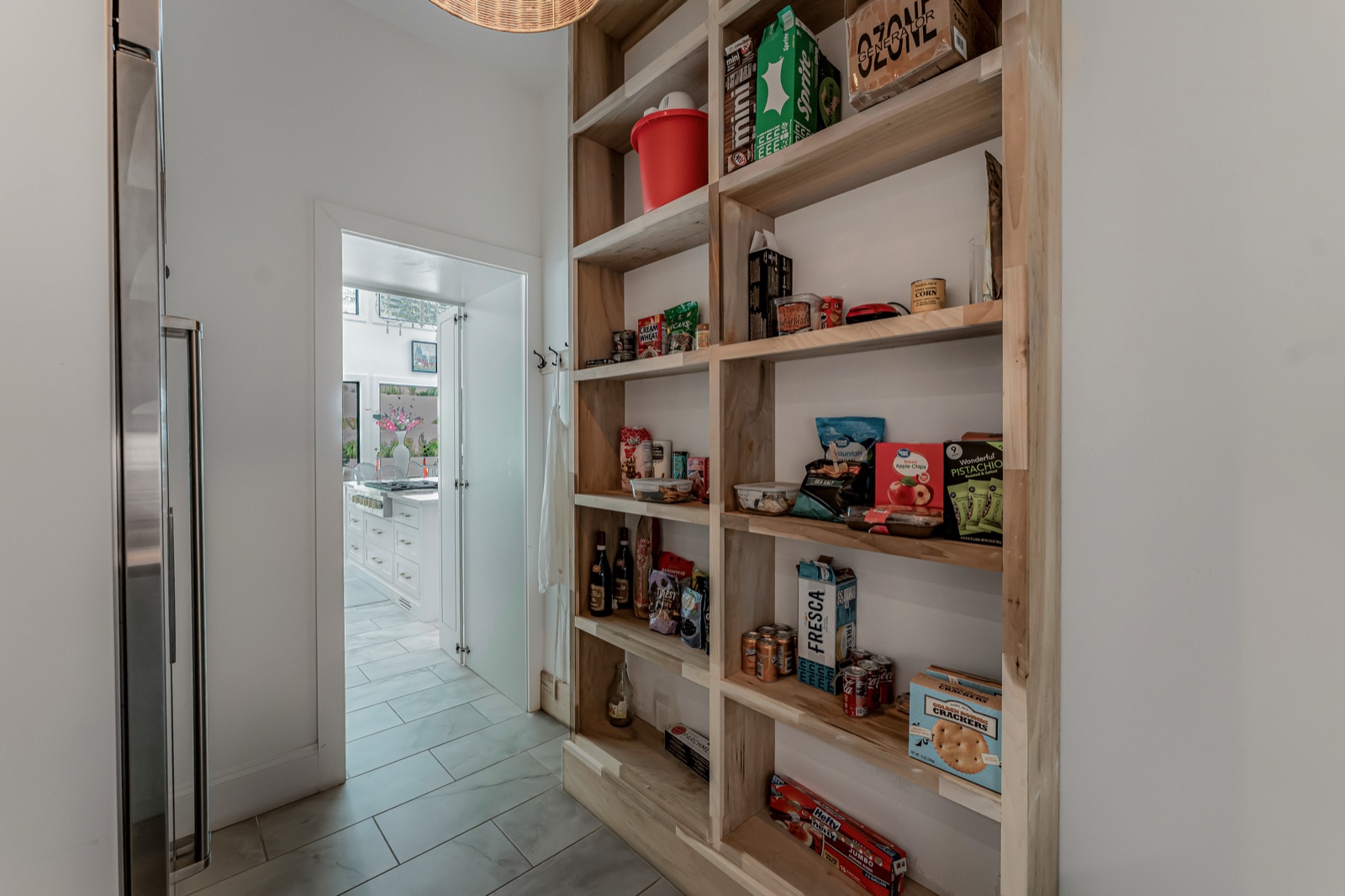 Walk-in shelving, stocked deep