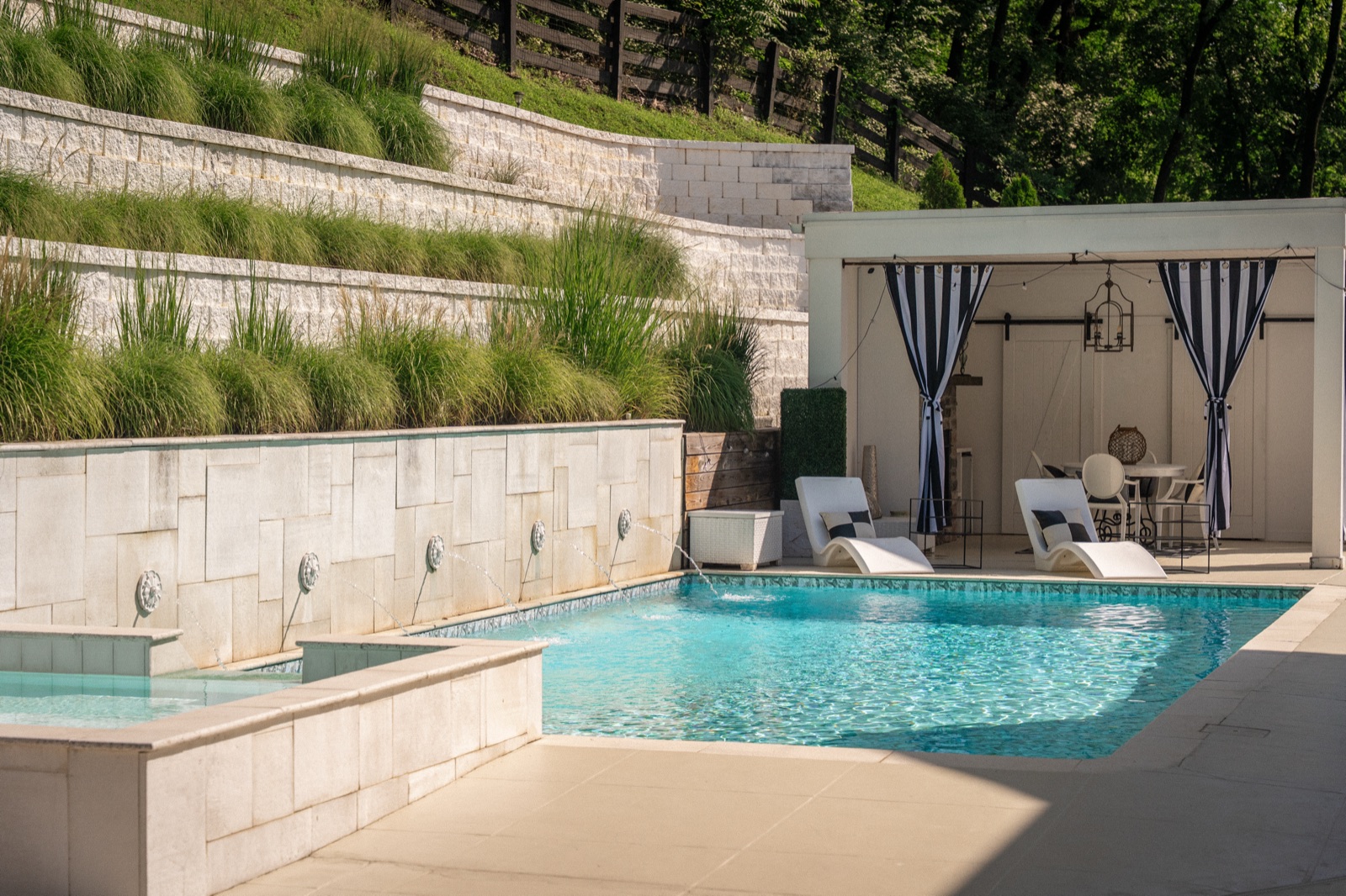 The cabana, beside the water