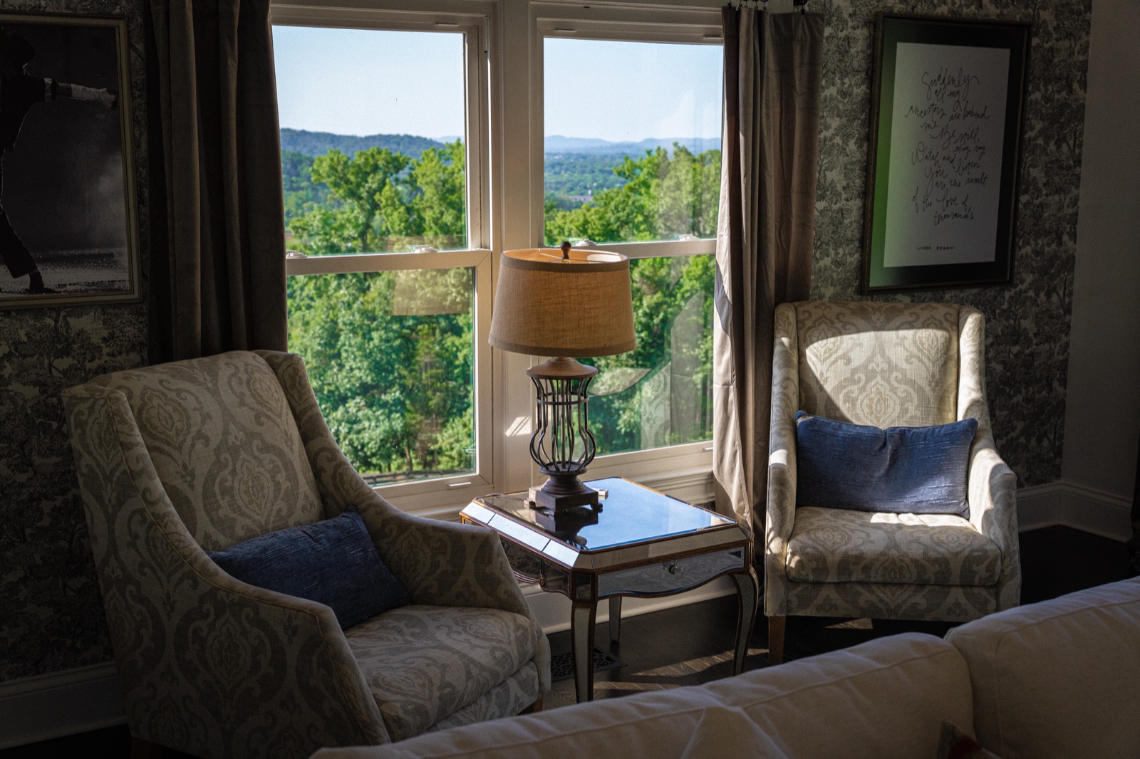 Morning chairs in the suite's window corner